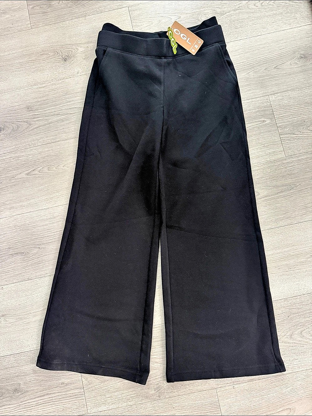 OGL Ponte High-Rise Wide Leg Pants in Black Size Medium NWT